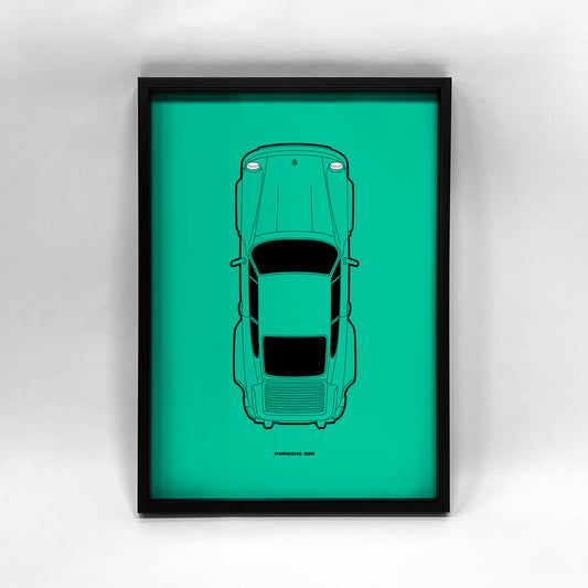 Porsche 930 Turbo - Teal - Framed A3 Print