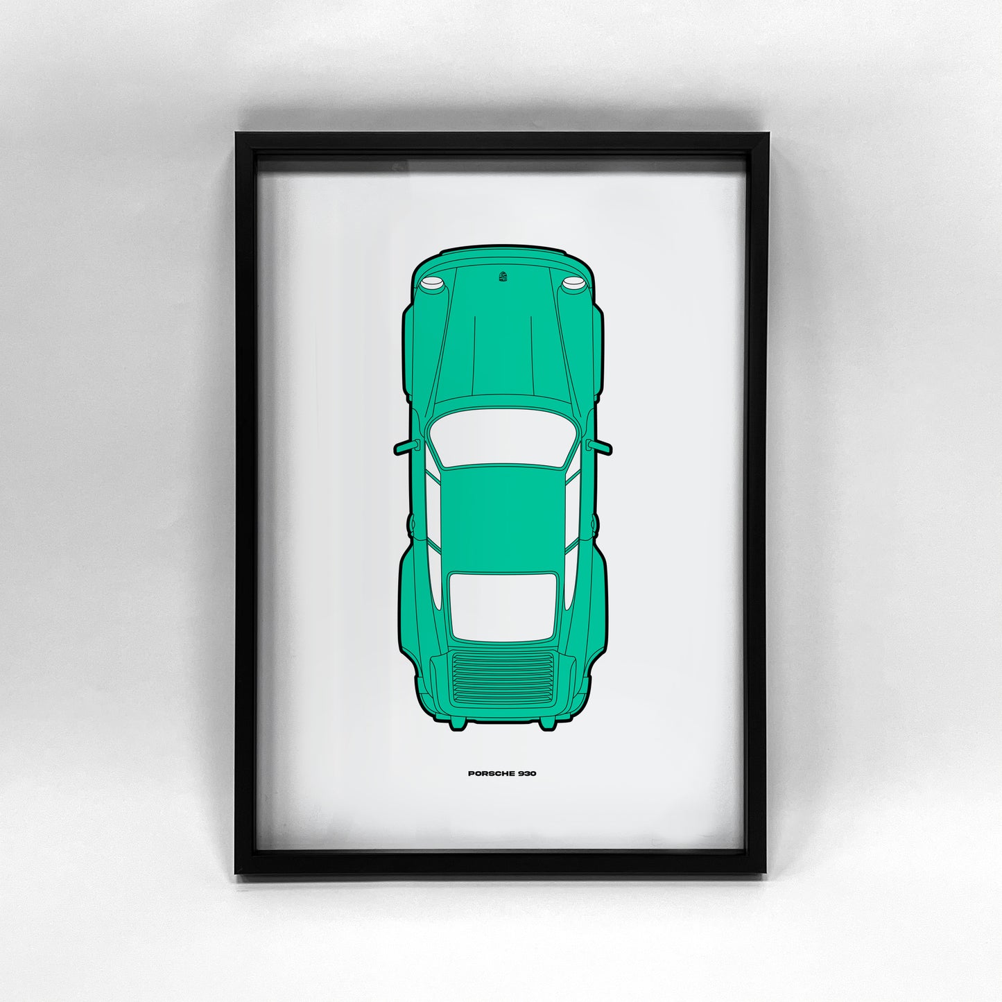 Porsche 930 Turbo - Teal - Framed A3 Print