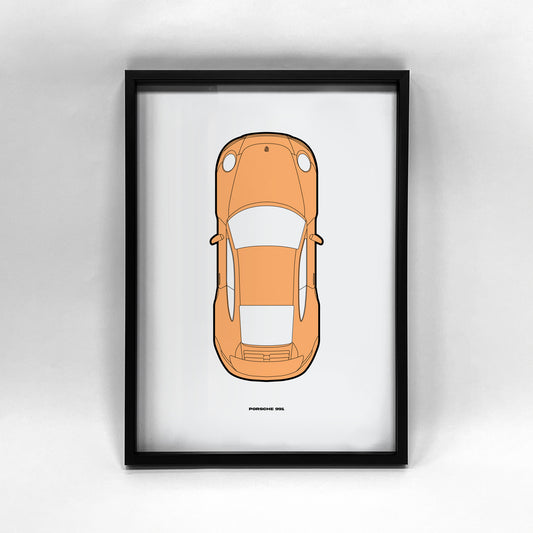 Porsche 991 Turbo - Light Orange - Framed A3 Print