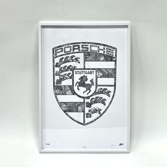 Porsche Badge Framed A2 Print 001